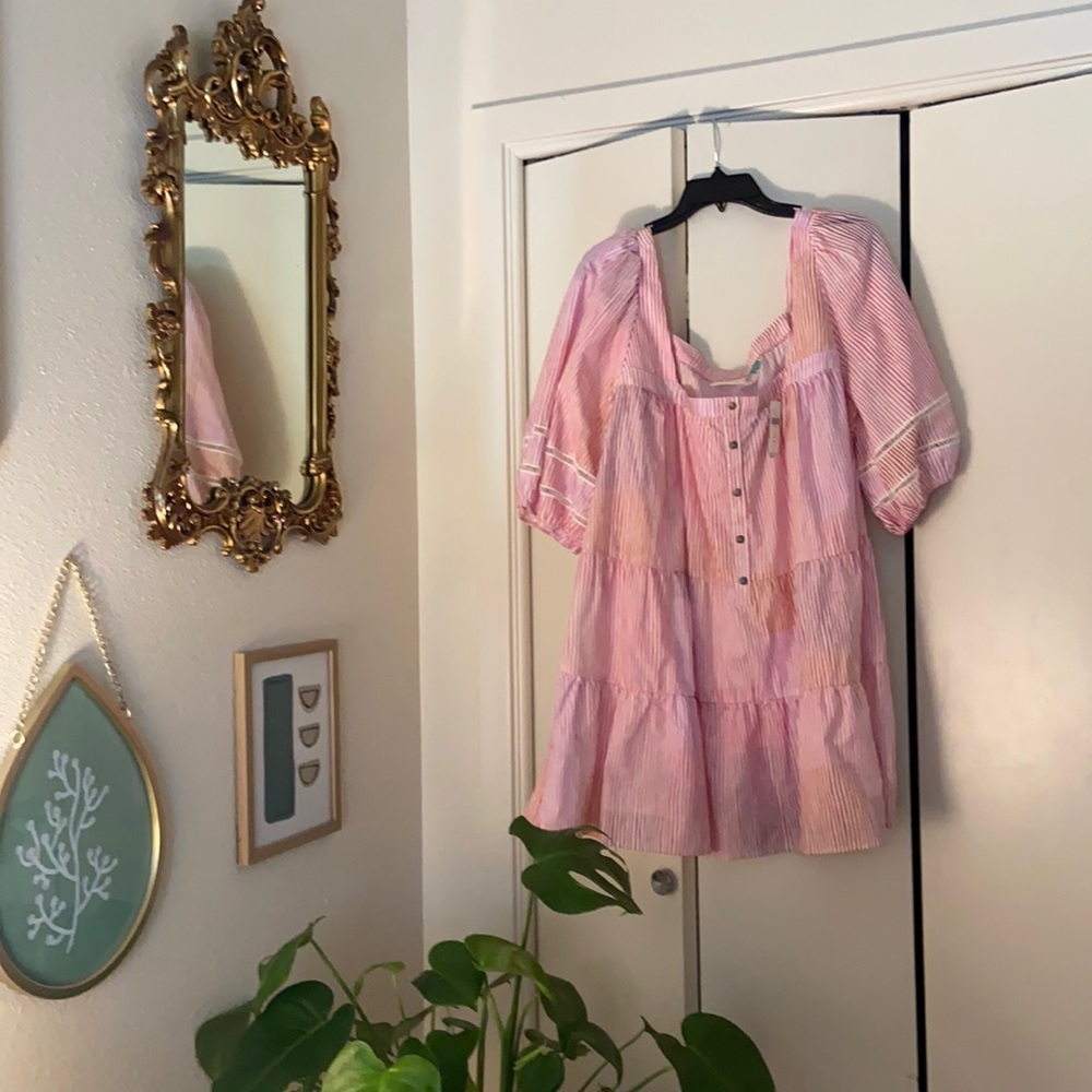 NWT Anthropologie Plus Striped Puff Sleeve Blouse